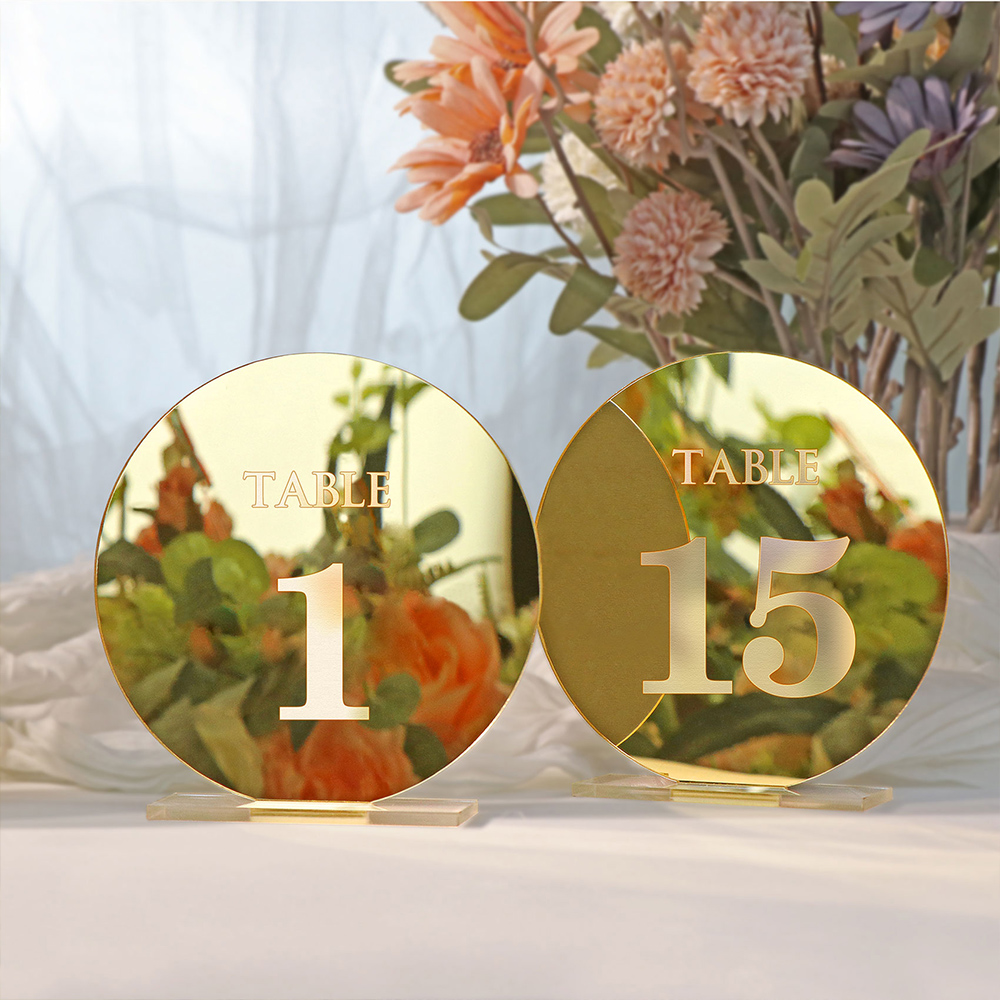 Table Number Gold - الاكريليك الزفاف الجدول رقم تسجيل لحفل