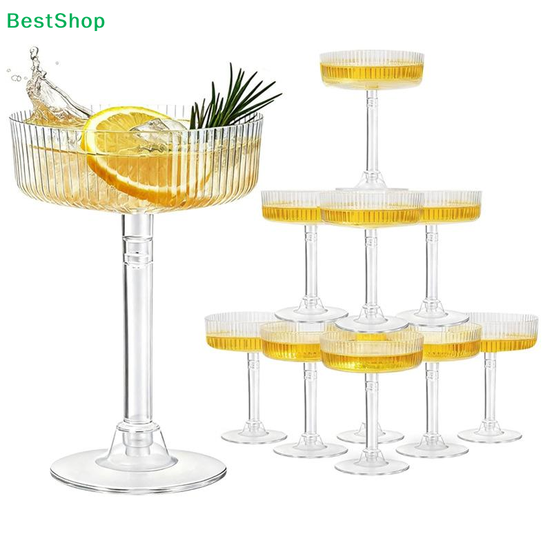 Champagne Tower Set - ☽ 10 قطع من أكواب المارتيني