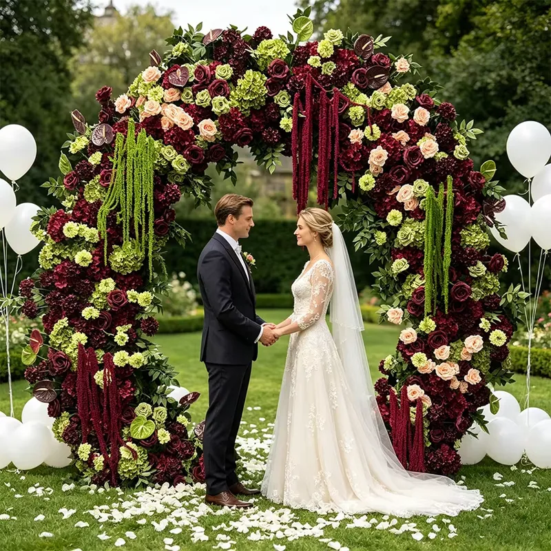 زهور قوس الزفاف باللونين العنا - مراجعة Wedding Arch Flower وسعره