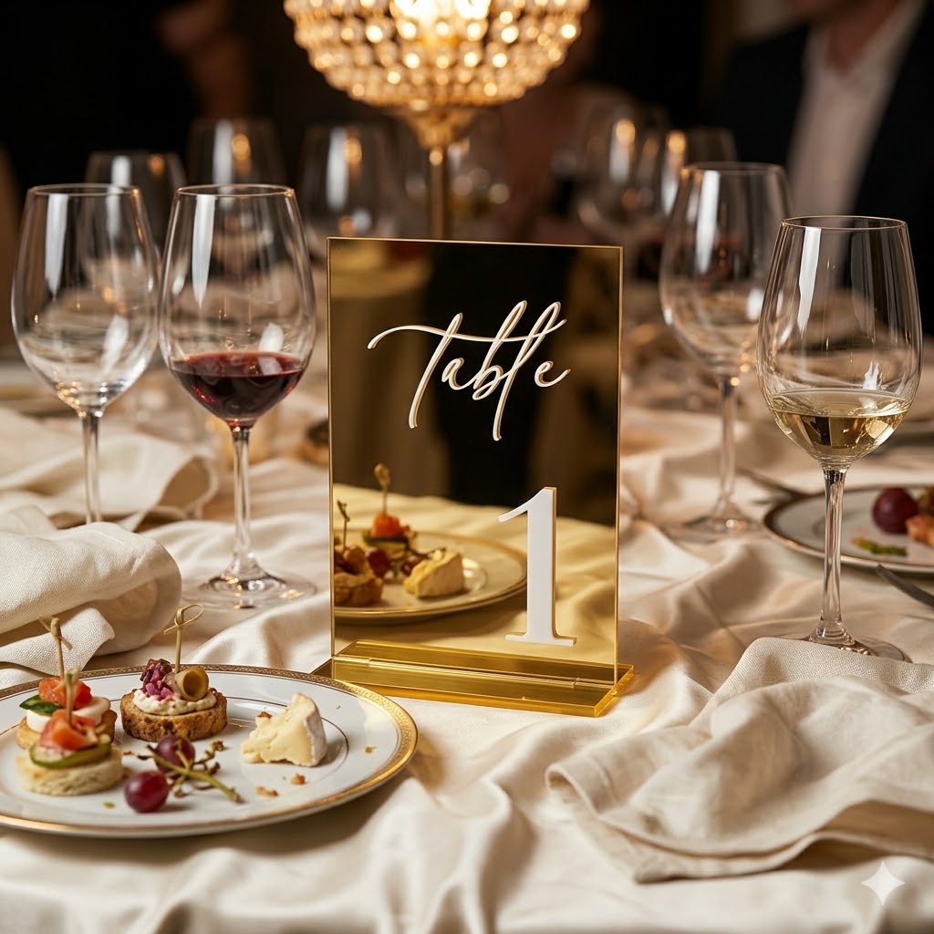 أرقام طاولات من الأكريليك الذه - مراجعة Table Number Gold وسعره