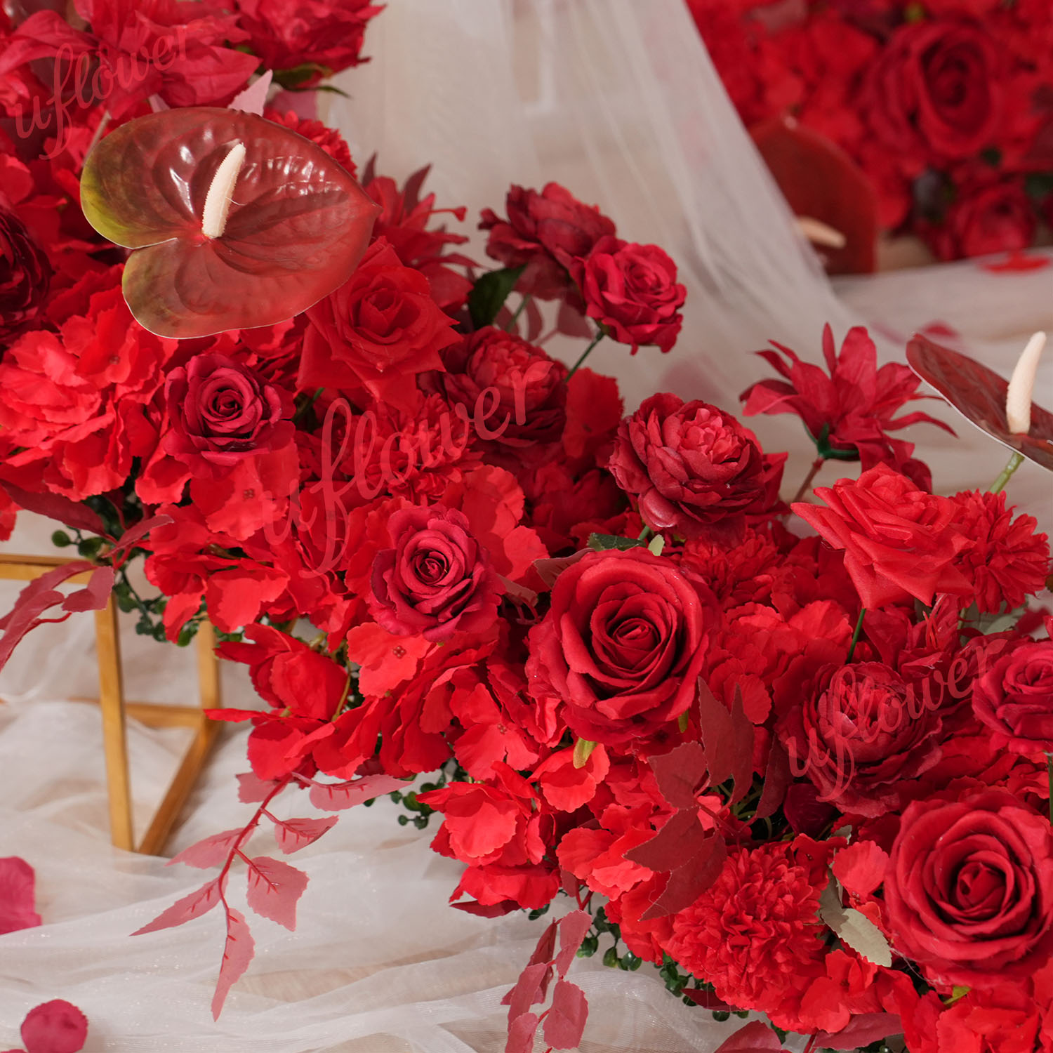 Uflower الأحمر زهرة صف الزفاف  - مراجعة Wedding Arch Flower وسعره