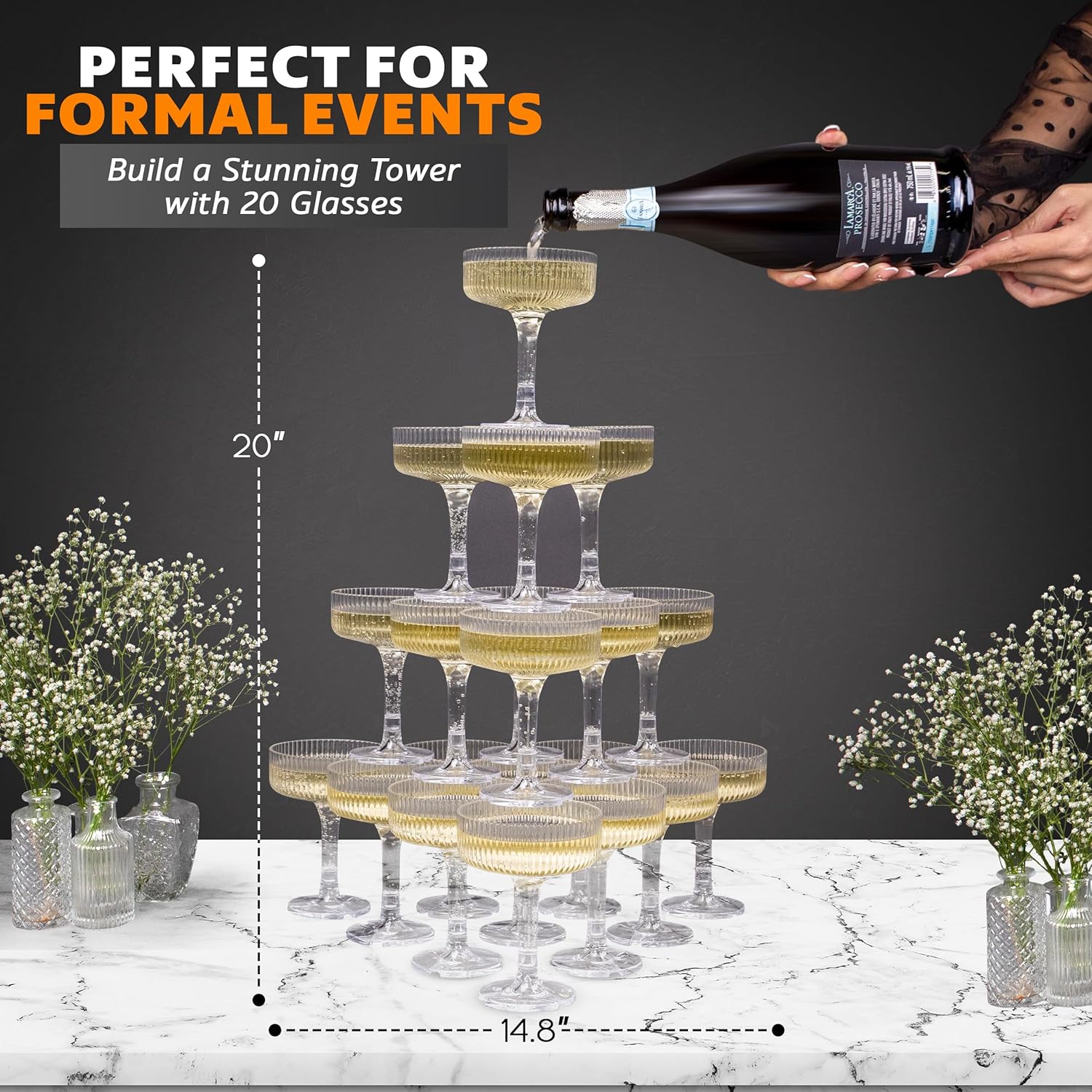 20-60 قطعة برج الشمبانيا الاكر - مراجعة Champagne Tower Set وسعره