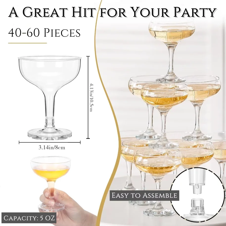 20-60 قطعة من كؤوس الشمبانيا ا - مراجعة Champagne Tower Set وسعره