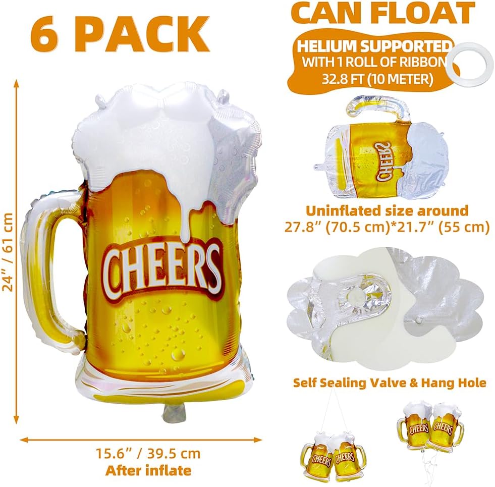 6 قطع من بالونات كوب البيرة ال - مراجعة Wedding Alcohol Supply وسعره