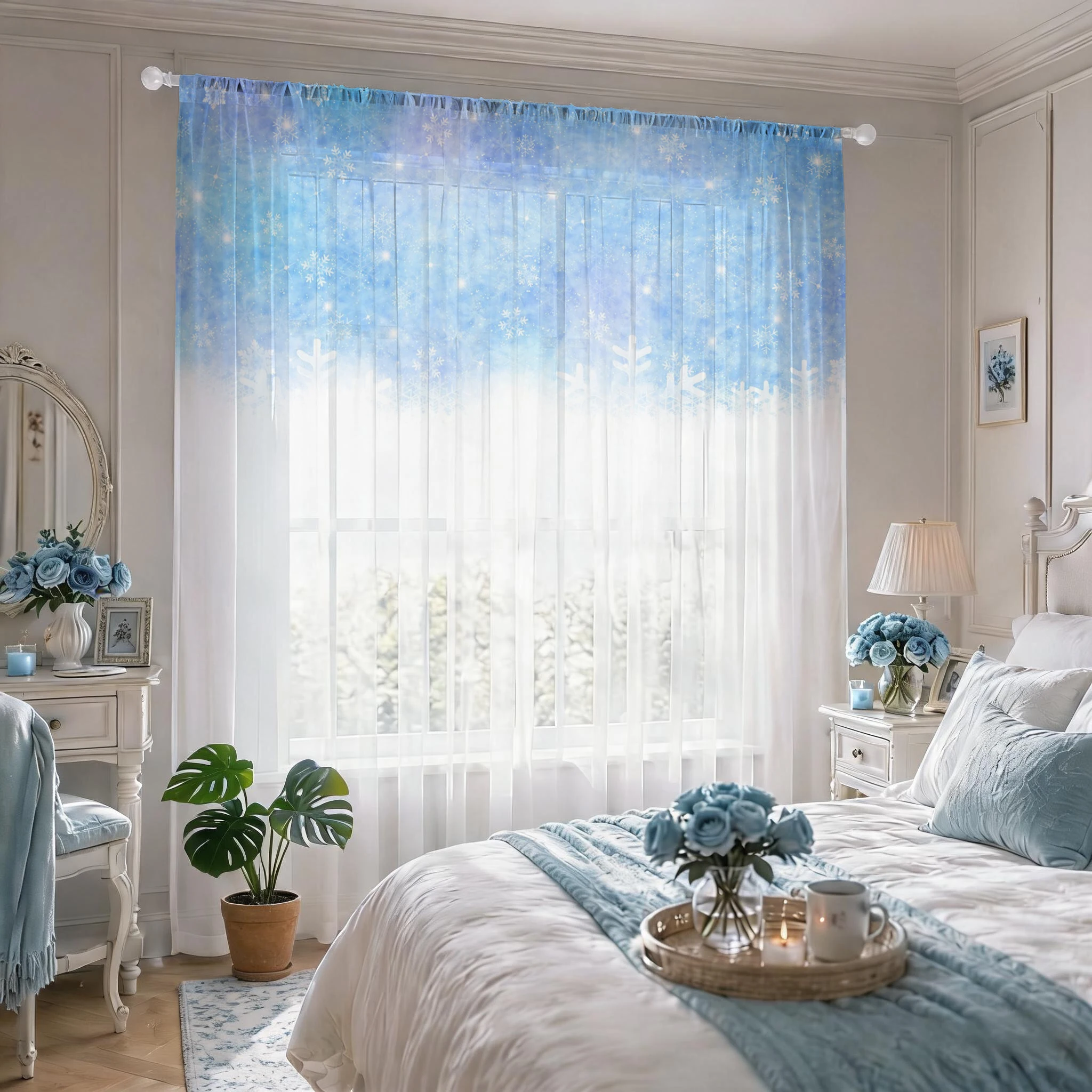 ستارة شفافة بنقشة زهور متدرجة، - مراجعة Good Floral & Wedding Decor Supply Photos وسعره
